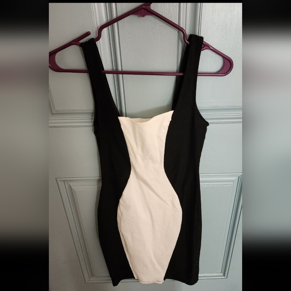 The Boutique Black and White Mini Dress